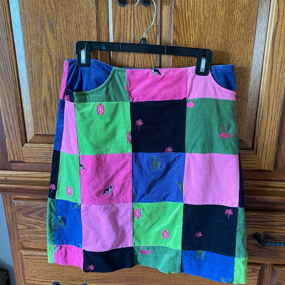 Vintage Lilly Pulitizer cordoruy patch skirt size 8
